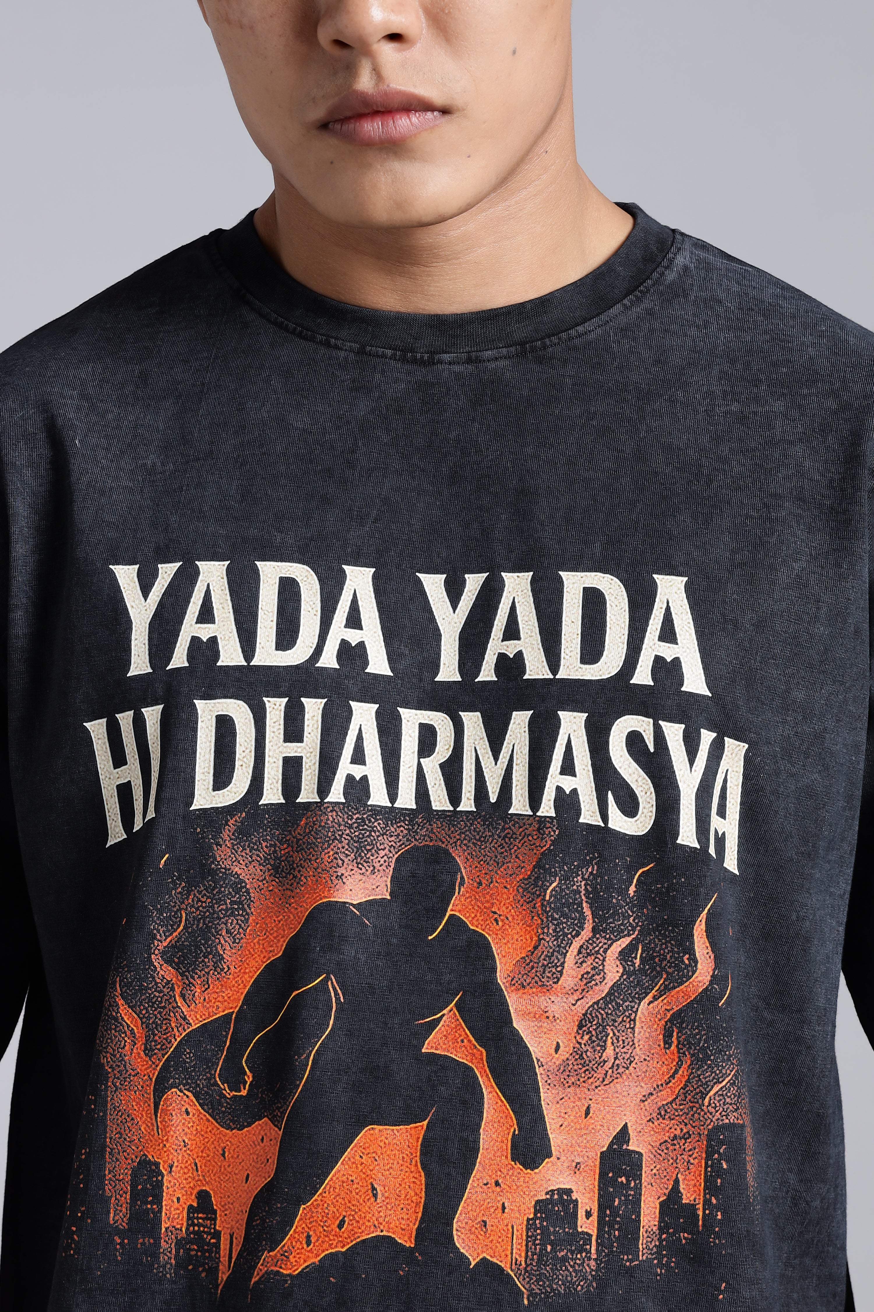 YADA YADA HI DHARMASYA – The Divine Comeback- T-Shirt-Acid Wash - Epic threads india