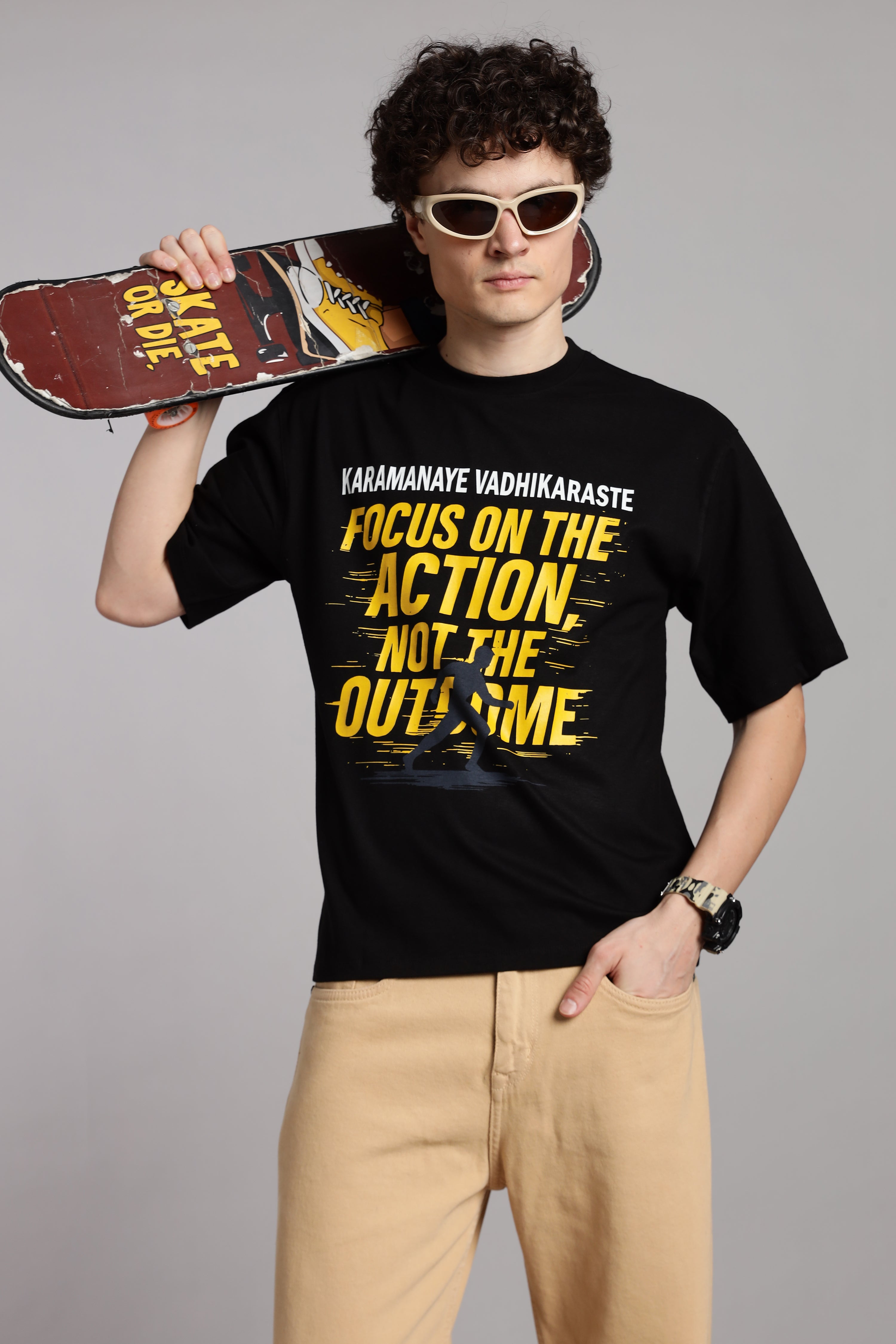 Focus on the Action, Not the Outcome T-Shirt- Black - Epic threads india