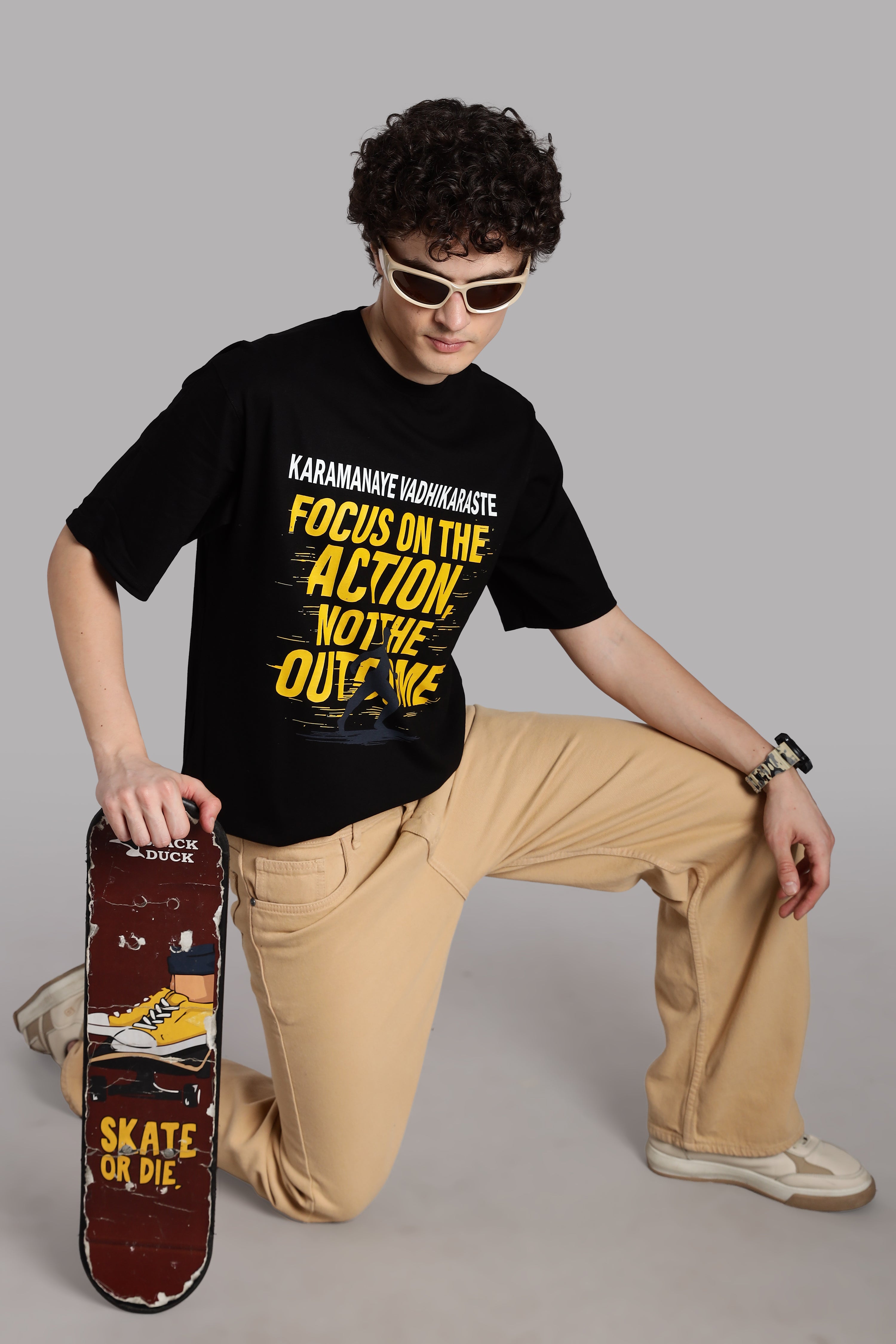 Focus on the Action, Not the Outcome T-Shirt- Black - Epic threads india