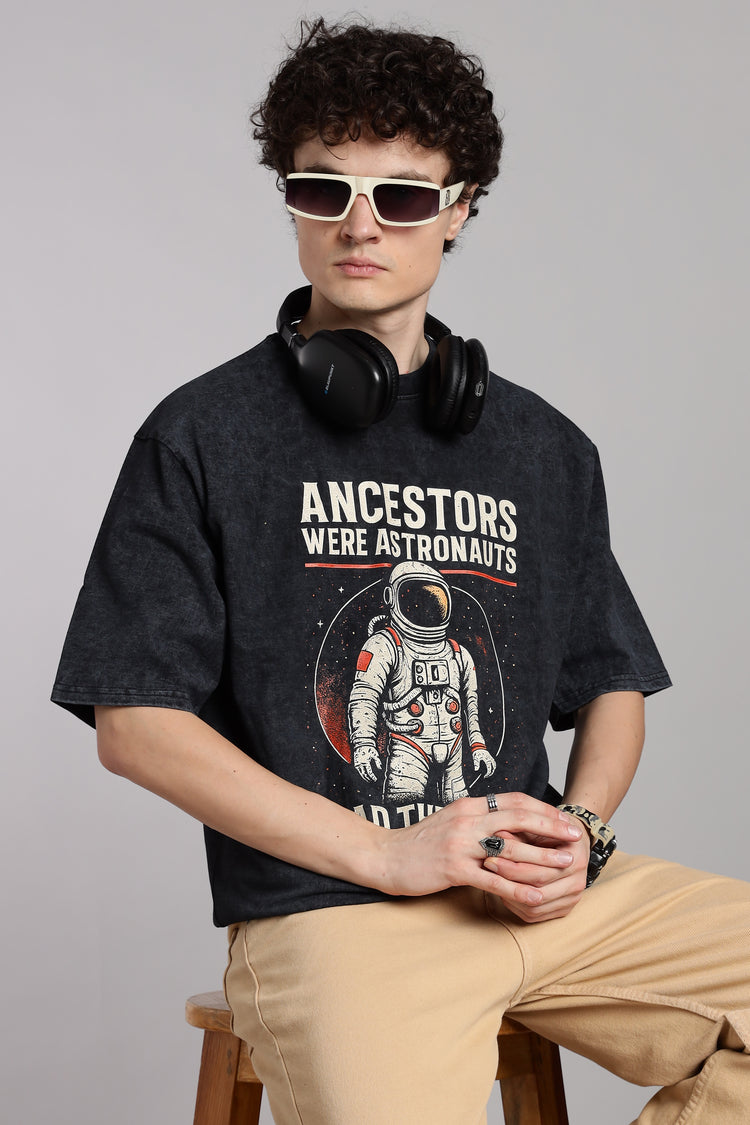 Ancestors were Astronauts T-Shirt- Veda Gyan-Acid Wash - Epic threads india