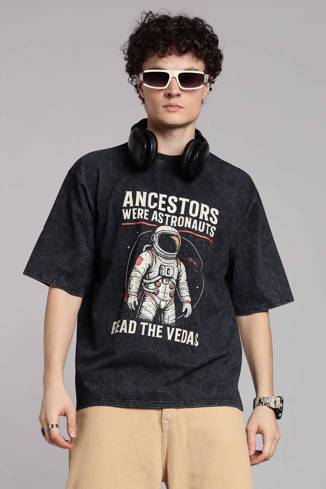 Ancestors were Astronauts T-Shirt- Veda Gyan-Acid Wash - Epic threads india