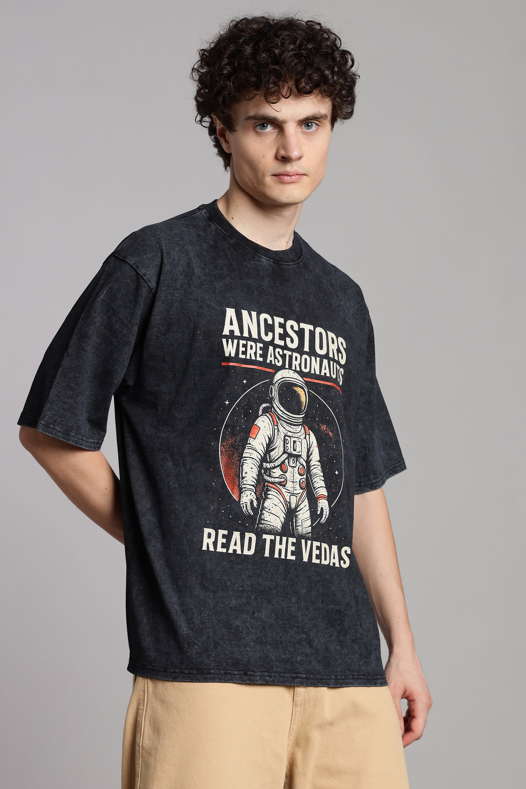 Ancestors were Astronauts T-Shirt- Veda Gyan-Acid Wash - Epic threads india
