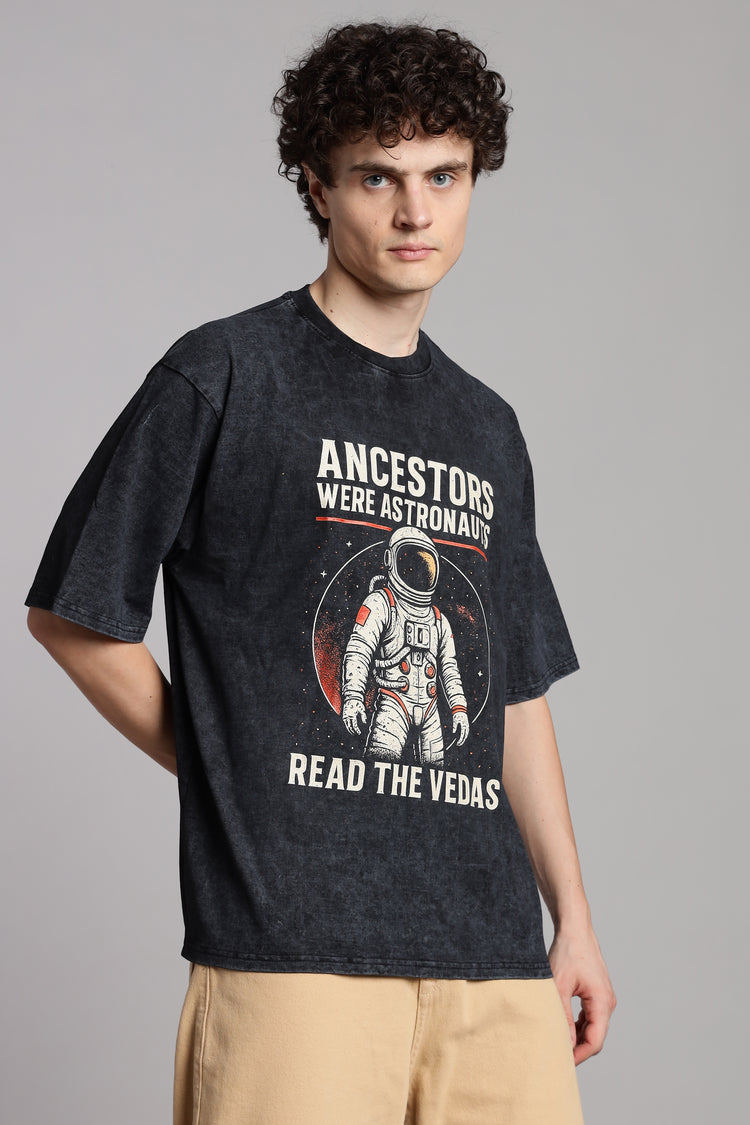 Ancestors were Astronauts T-Shirt- Veda Gyan-Acid Wash - Epic threads india