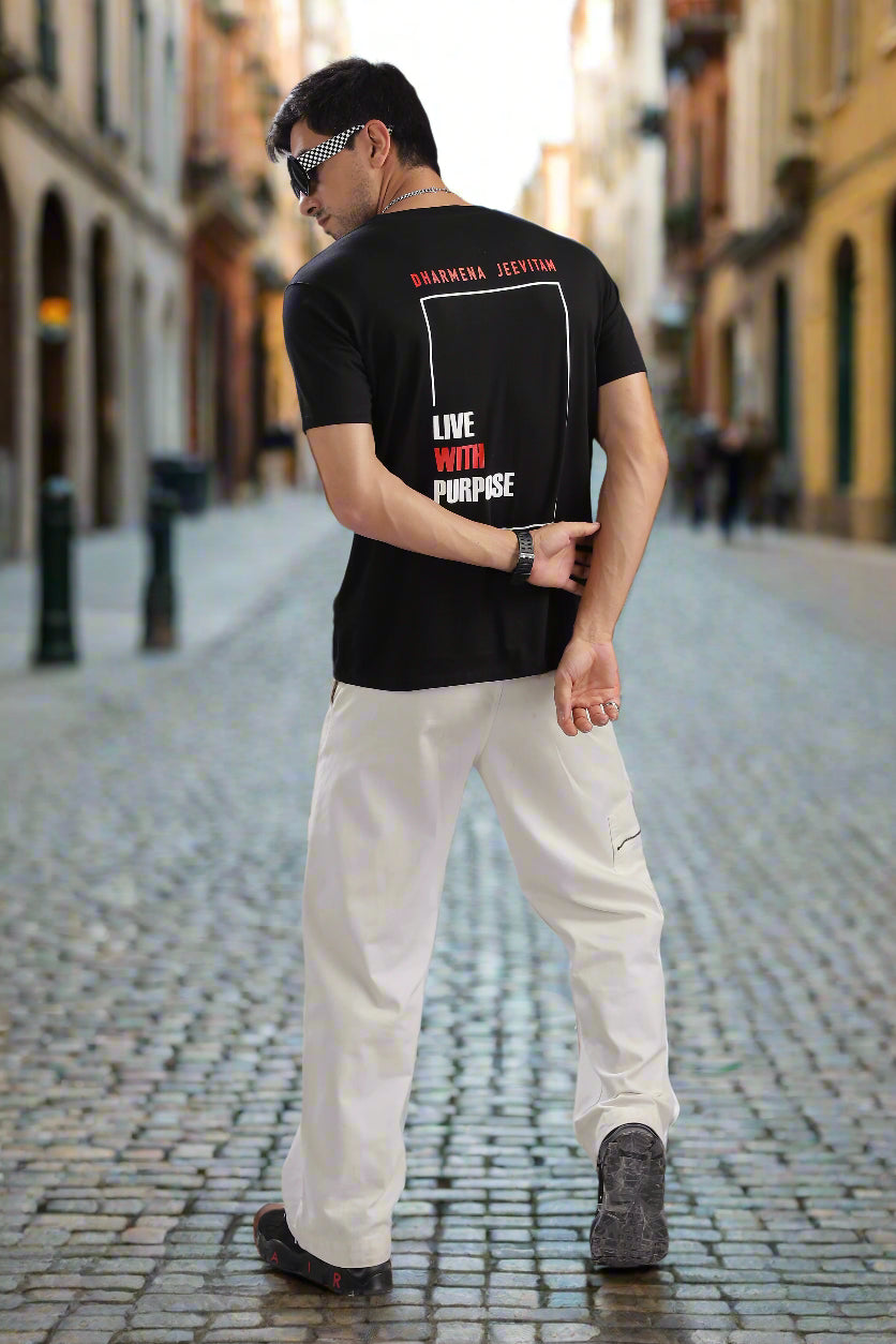 Dharmena Jeevitam T-Shirt – Live With Purpose - Epic threads india