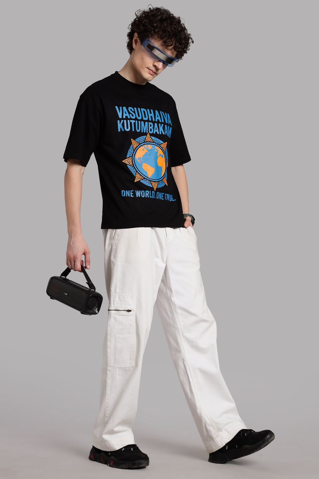 One World. One Tribe T-Shirt – Vasudhaiva Kutumbakam-Black
