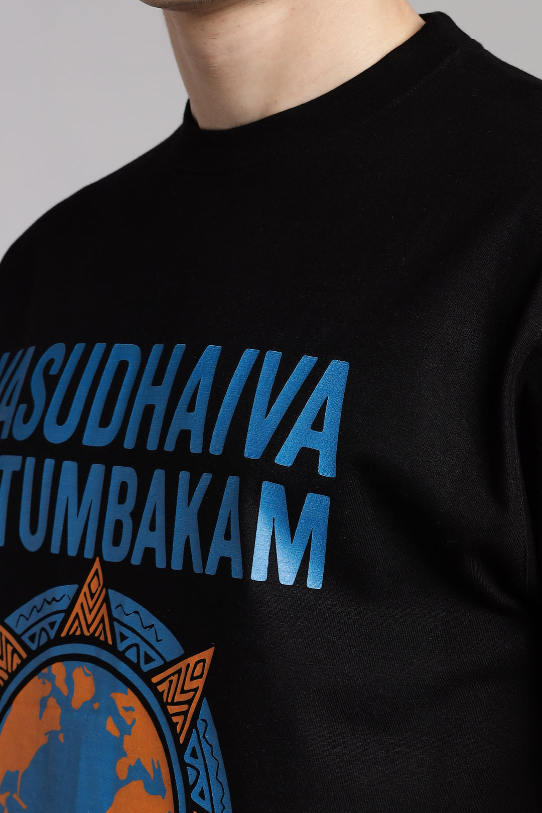 One World. One Tribe T-Shirt – Vasudhaiva Kutumbakam-Black